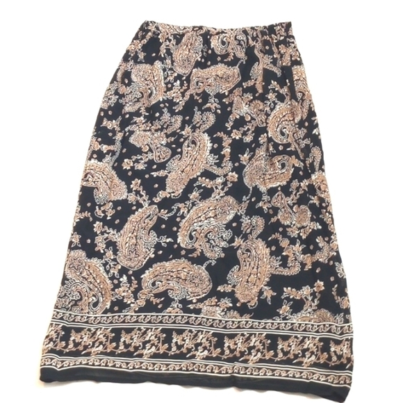 JM Collection Womens Skirt Sz 14P Maxi Paisley Black Lined Bohemian Classic - Picture 5 of 7